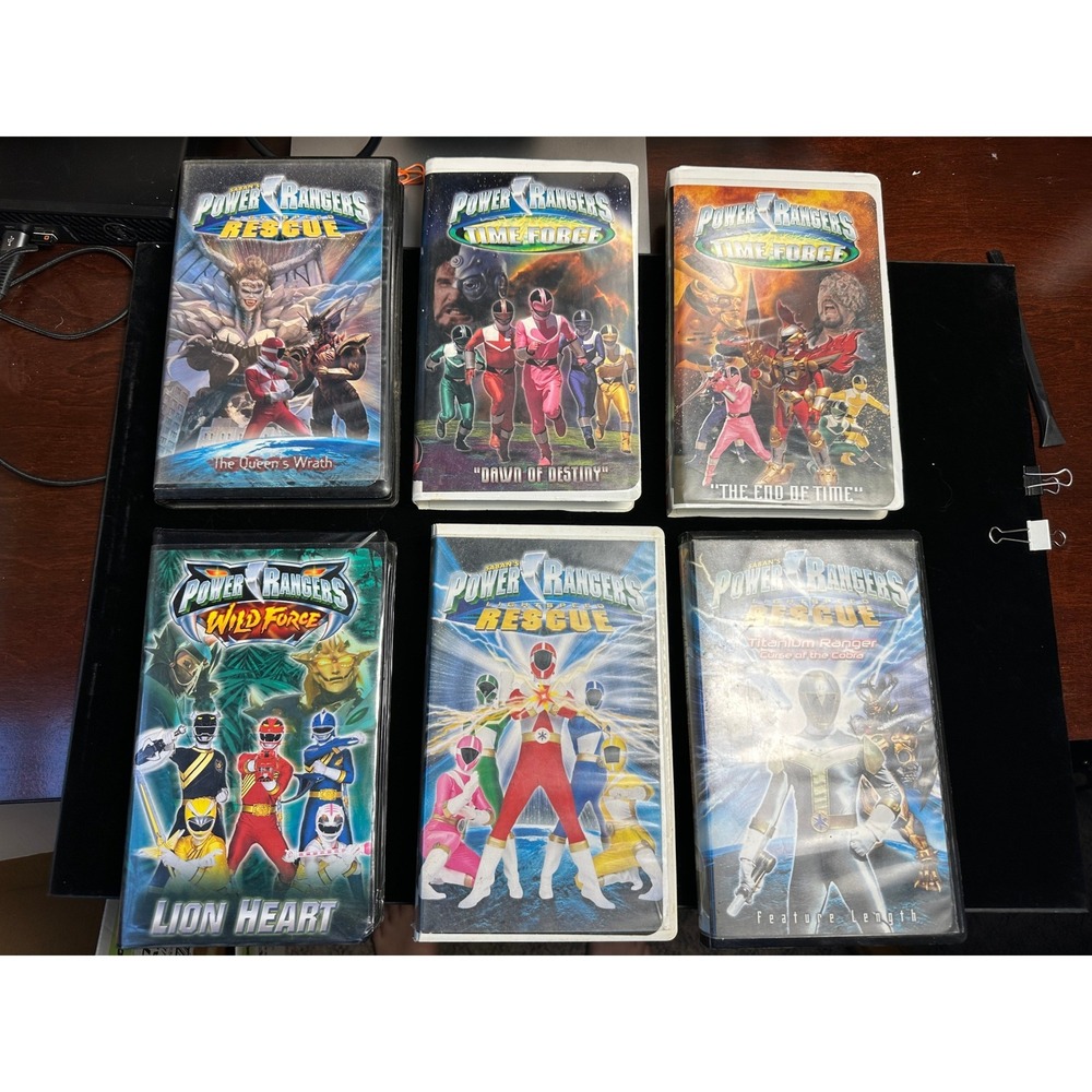 Power Rangers VHS Lot 6 Tapes Lightspeed Rescue Time Force Wild Force 2000's